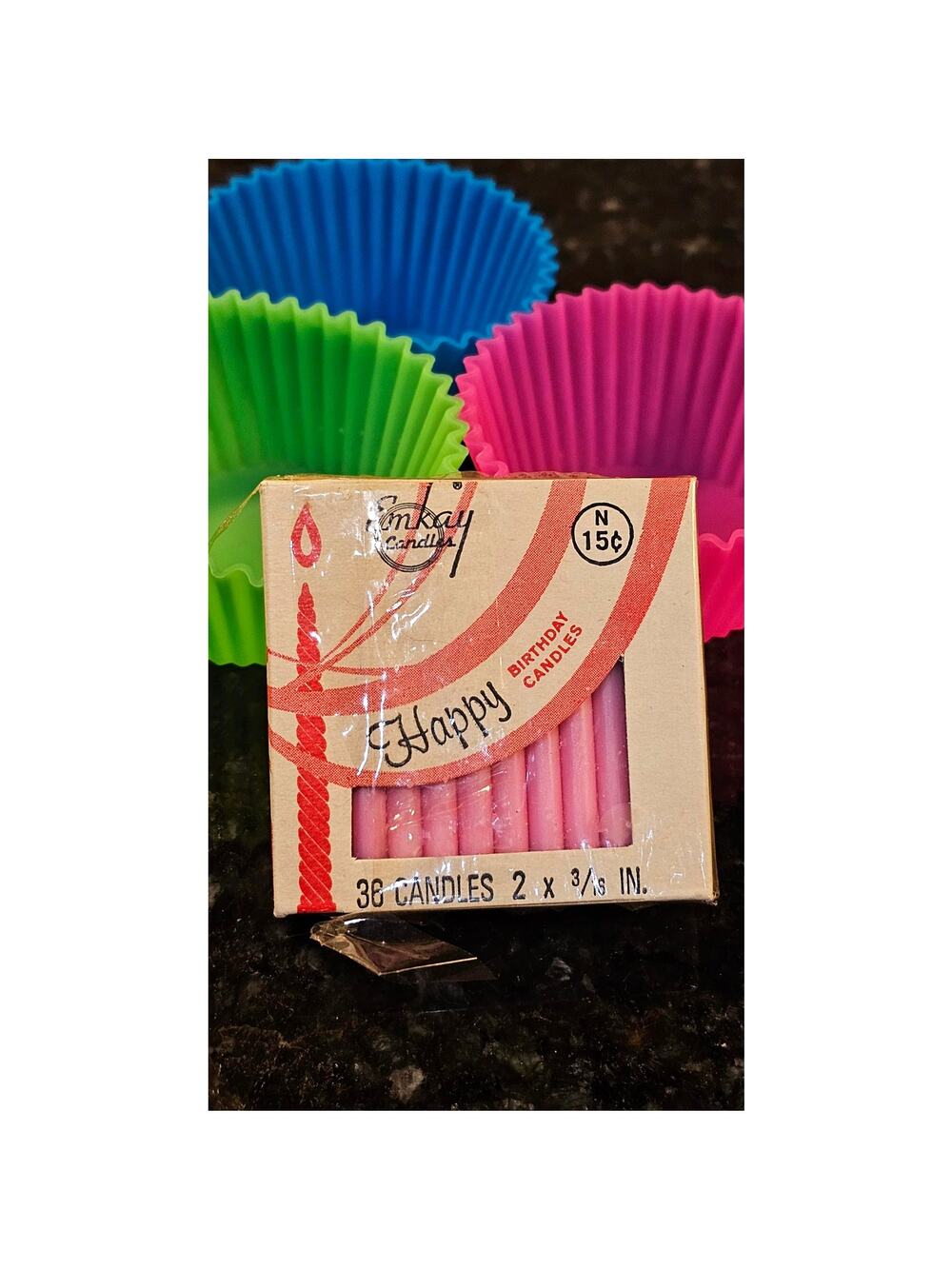Vintage Emkay 60s Bubble Gum Pink Birthday Candles NEW in Package